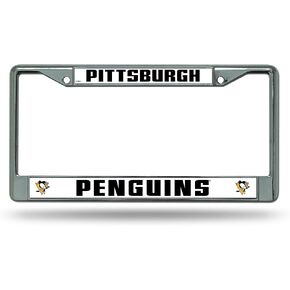 Rico Industries NHL Pittsburgh Penguins Standard Chrome License Plate Frame, 6 x 12.25-"