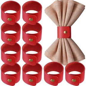 Rustic Leather Napkin Rings Red Napkin Buckles for Table Decor, Christmas, Thanksgiving, Valentine, Wedding, Birthdays Fall Party Red Leather Napkin Rings Party Decoration 12 PCS