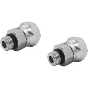 (2-PACK) 6900-06-08-O Hydraulic Hose Adapter Fitting 3/8" Male O-Ring Boss (9/16"-18UNF)×1/2" NPSM Female Pipe Swivel (1/2"-14NPSM) SAE Straight Pipe Joints Tube Connector Carbon Steel
