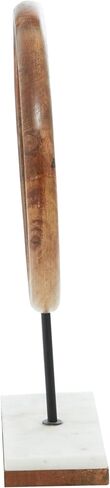 Deco 79 Mango Wood Geometric Decorative Sculpture Circle Home Decor Statue with Marble Stand, Accent Figurine 9" x 4" x 14", Brown in Saudi Arabia