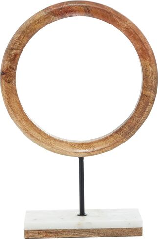 Deco 79 Mango Wood Geometric Decorative Sculpture Circle Home Decor Statue with Marble Stand, Accent Figurine 9" x 4" x 14", Brown in Saudi Arabia
