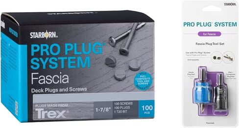 نظام التوصيل الاحترافي لمجموعة أدوات التوصيل والمسمار - مقابس Trex Fascia ومسامير من الفولاذ الكربوني المطلي بالإيبوكسي - #10 × 1-7/8 بوصة T-20 Star Dr - 100 قطعة ومجموعة أدوات توصيل Fascia (صدفة البطلينوس) in Kuwait