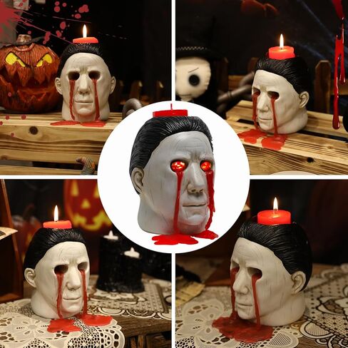 Halloween Michael Mers Candle Holder Halloween Merchandise,Mers's Decor, Halloween Horror Candlestick Decoration, Red, JG-Maike-Zhutai-2 in Saudi Arabia