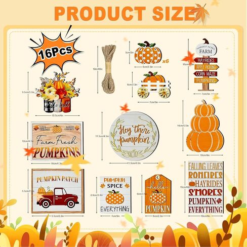 Thanksgiving Tiered Tray Decor Set Pumpkin Wooden Home Decorations Rustic Farmhouse Pumpkin Truck Wooden Sign Spice Blocks Autumn Wooden Sign for Festival Gift Tabletop (Pumpkin) in Saudi Arabia