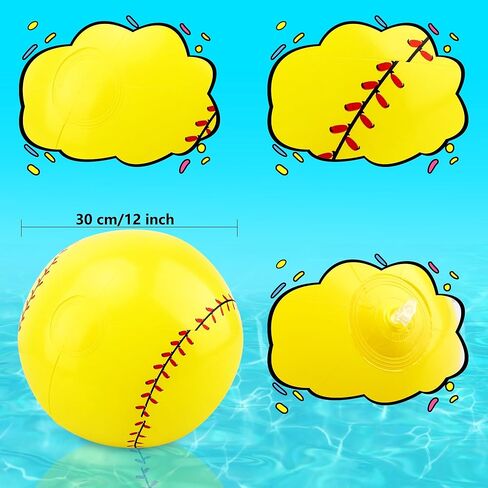 16 قطعة من كرة البيسبول الصفراء القابلة للنفخ، كرة شاطئ رياضية قابلة للنفخ لفصل الصيف، حمام السباحة، لوازم الحفلات الرياضية، الأنشطة المائية in Kuwait