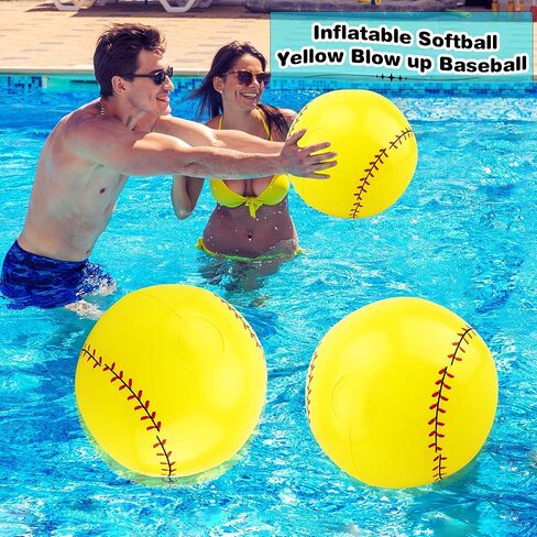 16 قطعة من كرة البيسبول الصفراء القابلة للنفخ، كرة شاطئ رياضية قابلة للنفخ لفصل الصيف، حمام السباحة، لوازم الحفلات الرياضية، الأنشطة المائية in Kuwait