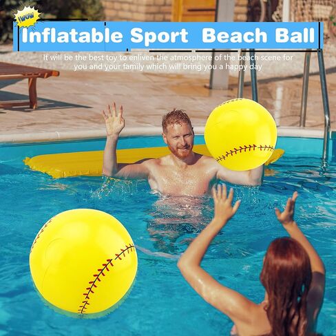 16 قطعة من كرة البيسبول الصفراء القابلة للنفخ، كرة شاطئ رياضية قابلة للنفخ لفصل الصيف، حمام السباحة، لوازم الحفلات الرياضية، الأنشطة المائية in Kuwait