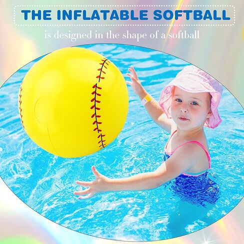 16 قطعة من كرة البيسبول الصفراء القابلة للنفخ، كرة شاطئ رياضية قابلة للنفخ لفصل الصيف، حمام السباحة، لوازم الحفلات الرياضية، الأنشطة المائية in Kuwait