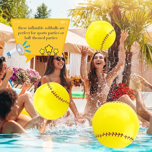 16 قطعة من كرة البيسبول الصفراء القابلة للنفخ، كرة شاطئ رياضية قابلة للنفخ لفصل الصيف، حمام السباحة، لوازم الحفلات الرياضية، الأنشطة المائية in Kuwait