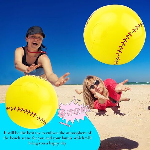 16 قطعة من كرة البيسبول الصفراء القابلة للنفخ، كرة شاطئ رياضية قابلة للنفخ لفصل الصيف، حمام السباحة، لوازم الحفلات الرياضية، الأنشطة المائية in Kuwait
