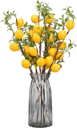 DULRLLY Artificial Lemon Branch, 22 in Lemon Decor Fake Lemons Branch Simulation Yellow Lemon Fruits Tree Stem with Green Leaves for Kitchen, Party, Table Centerpiece, Home Decor in Saudi Arabia