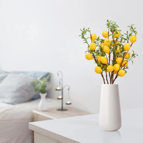 DULRLLY Artificial Lemon Branch, 22 in Lemon Decor Fake Lemons Branch Simulation Yellow Lemon Fruits Tree Stem with Green Leaves for Kitchen, Party, Table Centerpiece, Home Decor in Saudi Arabia