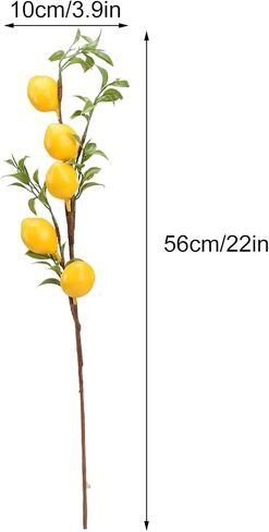 DULRLLY Artificial Lemon Branch, 22 in Lemon Decor Fake Lemons Branch Simulation Yellow Lemon Fruits Tree Stem with Green Leaves for Kitchen, Party, Table Centerpiece, Home Decor in Saudi Arabia