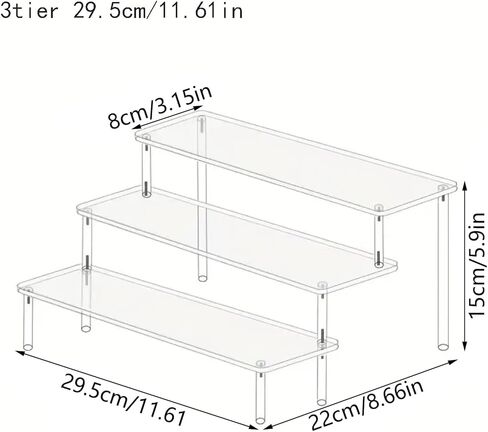 حامل عرض أكريليك، حامل منظم العطور من 3 طبقات، حامل حامل كب كيك شفاف، حامل رف كبير للشخصيات، أرفف الحلوى للحفلات، حامل حامل للديكور والمنظم in Kuwait