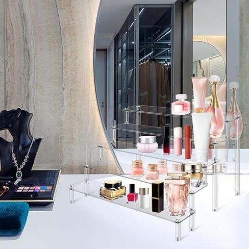 حامل عرض أكريليك، حامل منظم العطور من 3 طبقات، حامل حامل كب كيك شفاف، حامل رف كبير للشخصيات، أرفف الحلوى للحفلات، حامل حامل للديكور والمنظم in Kuwait