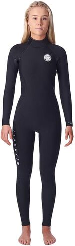 بذلة Rip Curl النسائية Dawn Patrol بسحاب خلفي 4/3 مم - أسود - بطانة فلاش سهلة التمدد in Saudi Arabia