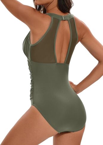 KI LAPHEE One Piece Swimsuit for Women Bathing Suits Tummy Control Ruched Elegant High Neck Swimwear in Saudi Arabia
