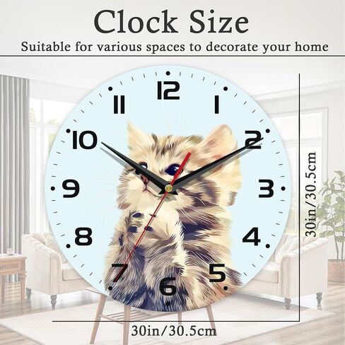 Wall Clock, 10 Inch Silent Non-Ticking Home Kitchen Decor, Battery Operated for Bathroom Bedroom Living Room Office(Cute Cats) in Saudi Arabia