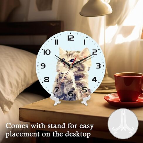 Wall Clock, 10 Inch Silent Non-Ticking Home Kitchen Decor, Battery Operated for Bathroom Bedroom Living Room Office(Cute Cats) in Saudi Arabia