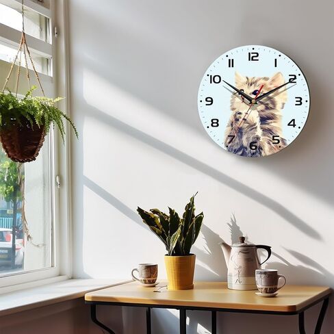 Wall Clock, 10 Inch Silent Non-Ticking Home Kitchen Decor, Battery Operated for Bathroom Bedroom Living Room Office(Cute Cats) in Saudi Arabia