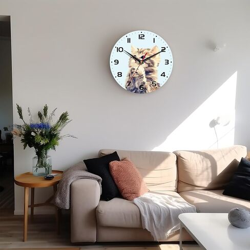 Wall Clock, 10 Inch Silent Non-Ticking Home Kitchen Decor, Battery Operated for Bathroom Bedroom Living Room Office(Cute Cats) in Saudi Arabia