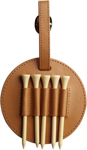 Myartte Golf Tee Holder with Wood Golf Tees Value 1 Set Golf Tee Holder for Bag Belt, Luxury Leather Gift for Golfer Men Women in Saudi Arabia