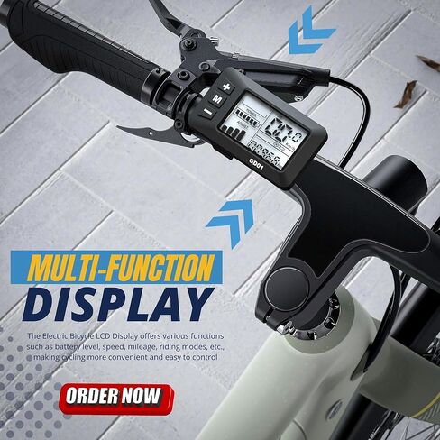 شاشة عرض EBike، شاشة LCD للدراجة 24 فولت 36 فولت 48 فولت، مع موصل تمديد مقاوم للماء مباشرة إلى وحدة تحكم EBike، مقود مقاوم للماء 22.2 مم (GD01) in Kuwait