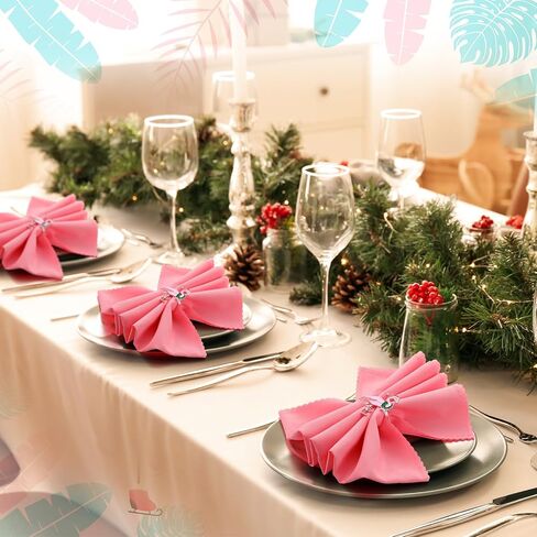 Sliner 12 Pcs Flamingo Napkin Rings Holders Kitchen Dining Table Decoration Flamingo with Santa Hat Wreath Cute Metal Serviette Buckles for Christmas New Year Wedding Party Banquet in Saudi Arabia