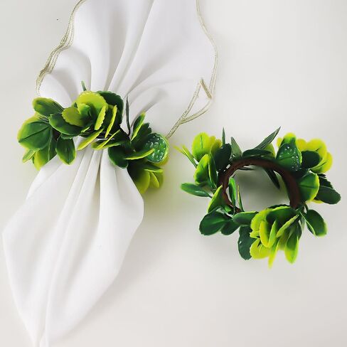 مجموعة حلقات المناديل المكونة من 6 قطع، حامل حلقة منديل أوراق الربيع للعائلة لتناول الطعام وحفلات الزفاف وأعياد الميلاد وعيد الفصح وديكور الطاولة in Kuwait