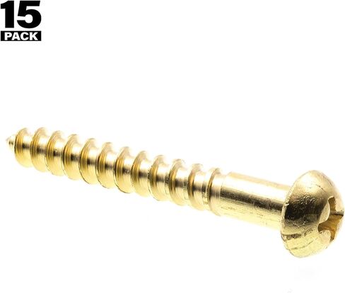 Prime-Line 9208373 Wood Screws, Round Head, Phillips Drive, #10 X 1-1/2 In., Solid Brass (15 Pack) in Saudi Arabia