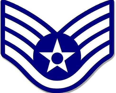 Air Force Rank Staff Sergeant Chevron Shaped Sticker (USAF SSI SSGT Vinyl Decal (3 inch) USAF Licensed in Saudi Arabia