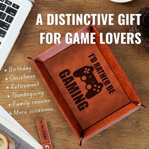 صينية هدايا INNObeta Gamer للاعبين، منظم تخزين سطح المكتب، حامل عملات معدنية بجانب السرير من جلد البولي يوريثان، هدايا ألعاب الفيديو للرجال والأولاد في أعياد الميلاد وعيد الميلاد - أفضل اللعب in Saudi Arabia