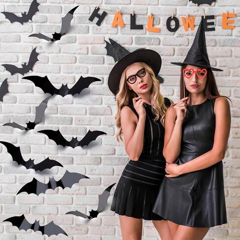 Halloween Decorations Bats 88 Pcs,Halloween Decor Stickers for Wall Decor，Halloween Decorations Indoor PVC 3D Scary Bats,Bats Halloween Decorations Outside for Bedroom Halloween Party Decorations in Saudi Arabia
