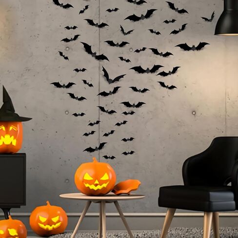 Halloween Decorations Bats 88 Pcs,Halloween Decor Stickers for Wall Decor，Halloween Decorations Indoor PVC 3D Scary Bats,Bats Halloween Decorations Outside for Bedroom Halloween Party Decorations in Saudi Arabia