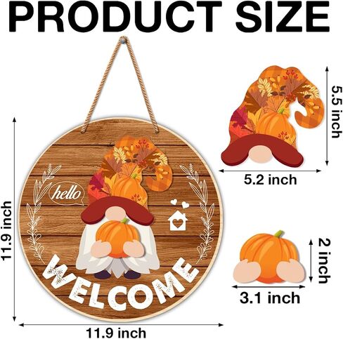 Interchangeable Welcome Sign for Front Door DIY Holiday Seasonal Gnome Wreath Wood Sign Decoration with Detachable Hats and Swappable Pieces Door Home Wall Decor (21 Pcs) in Kuwait