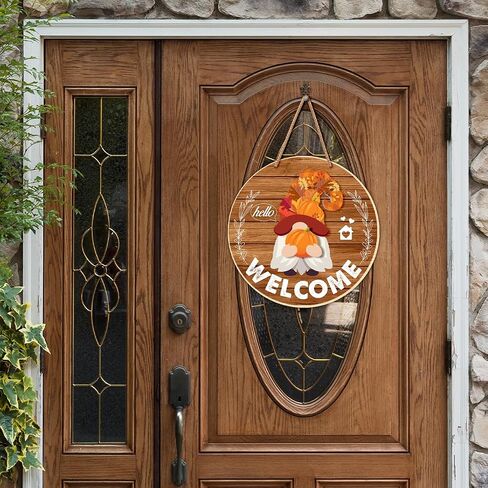 Interchangeable Welcome Sign for Front Door DIY Holiday Seasonal Gnome Wreath Wood Sign Decoration with Detachable Hats and Swappable Pieces Door Home Wall Decor (21 Pcs) in Kuwait