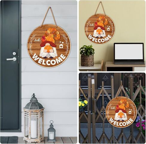 Interchangeable Welcome Sign for Front Door DIY Holiday Seasonal Gnome Wreath Wood Sign Decoration with Detachable Hats and Swappable Pieces Door Home Wall Decor (21 Pcs) in Kuwait