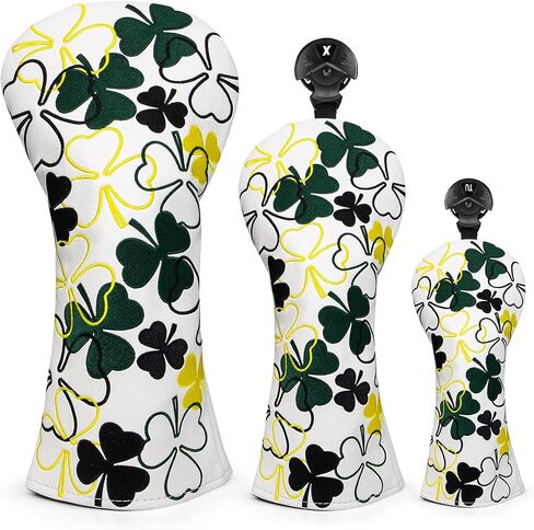 Shamrock Clover Golf Driver 3 Fairway Wood Hybrid Head Cover Headcover, Single Golf Driver Cover Fairway Wood Cover Hybrid Headcover Or Set Golf Club Covers 1 3 h in Kuwait