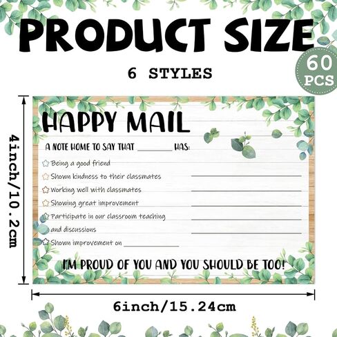 60 Pcs Boho Rainbow Happy Mail Teacher Notes to Parents Classroom Good Behavior Incentive Motivational Cards Positive Postcards to Send Home for Home Classroom Preschool Kindergarten Elementary School in Saudi Arabia
