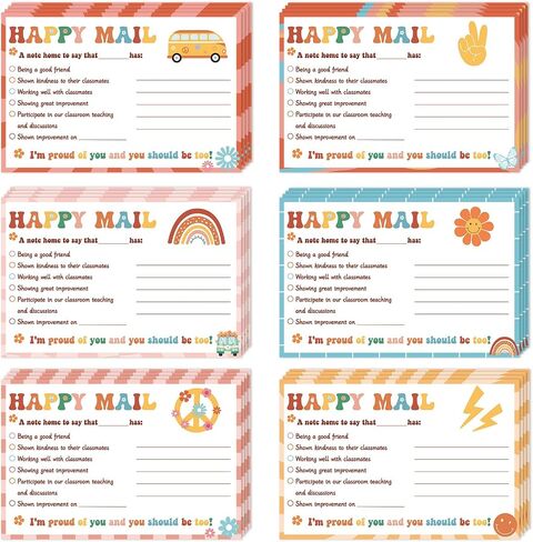 60 Pcs Boho Rainbow Happy Mail Teacher Notes to Parents Classroom Good Behavior Incentive Motivational Cards Positive Postcards to Send Home for Home Classroom Preschool Kindergarten Elementary School in Saudi Arabia