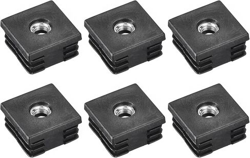 uxcell 6Pcs Inserts for Square Tubes with M8 Thread, for 1.18"x1.18" OD Square Tube, Black Plastic Plug Caster Insert Chair End Caps Furniture Leg Plug in Saudi Arabia