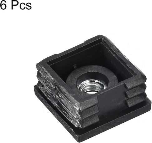 uxcell 6Pcs Inserts for Square Tubes with M8 Thread, for 1.18"x1.18" OD Square Tube, Black Plastic Plug Caster Insert Chair End Caps Furniture Leg Plug in Saudi Arabia