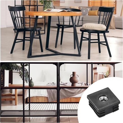 uxcell 6Pcs Inserts for Square Tubes with M8 Thread, for 1.18"x1.18" OD Square Tube, Black Plastic Plug Caster Insert Chair End Caps Furniture Leg Plug in Saudi Arabia