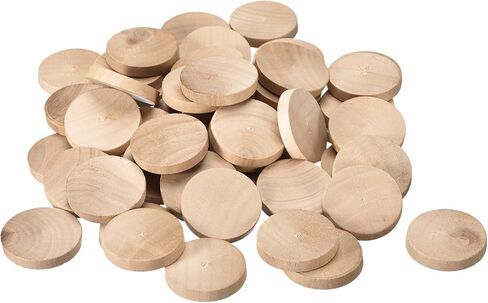 uxcell 100Pcs Flat Head Wood Plugs, 1-3/8 Inch Wooden Button Screw Plug Wood Plugs Screw Hole Covers for Furniture Tables Chairs in Saudi Arabia