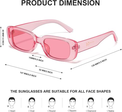 JASPIN Rectangle Sunglasses for Women Men Trendy Y2k Retro 90s Sun Glasses UV400 Protection Cool Square Frame in Saudi Arabia