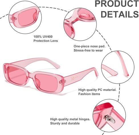 JASPIN Rectangle Sunglasses for Women Men Trendy Y2k Retro 90s Sun Glasses UV400 Protection Cool Square Frame in Saudi Arabia