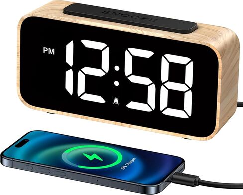 Digital Alarm Clock for Bedrooms, Digital Clock with Bold Number Display, 0-100% Brightness Dimmer, Adjustable Alarm Volume, Dual Alarm, 12/24Hr, Snooze, Power-Off Memory, Small Desk Clock for Bedside in Saudi Arabia