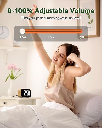 Digital Alarm Clock for Bedrooms, Digital Clock with Bold Number Display, 0-100% Brightness Dimmer, Adjustable Alarm Volume, Dual Alarm, 12/24Hr, Snooze, Power-Off Memory, Small Desk Clock for Bedside in Saudi Arabia