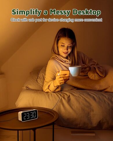 Digital Alarm Clock for Bedrooms, Digital Clock with Bold Number Display, 0-100% Brightness Dimmer, Adjustable Alarm Volume, Dual Alarm, 12/24Hr, Snooze, Power-Off Memory, Small Desk Clock for Bedside in Saudi Arabia