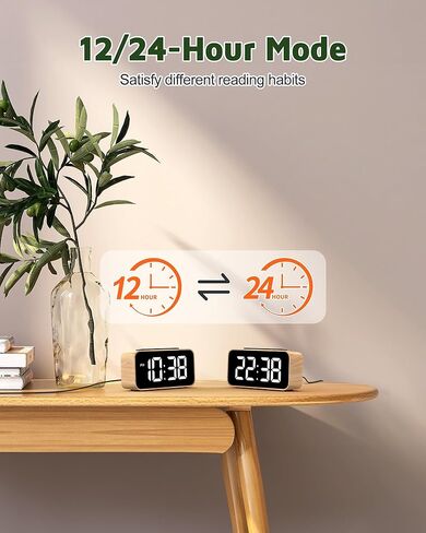 Digital Alarm Clock for Bedrooms, Digital Clock with Bold Number Display, 0-100% Brightness Dimmer, Adjustable Alarm Volume, Dual Alarm, 12/24Hr, Snooze, Power-Off Memory, Small Desk Clock for Bedside in Saudi Arabia
